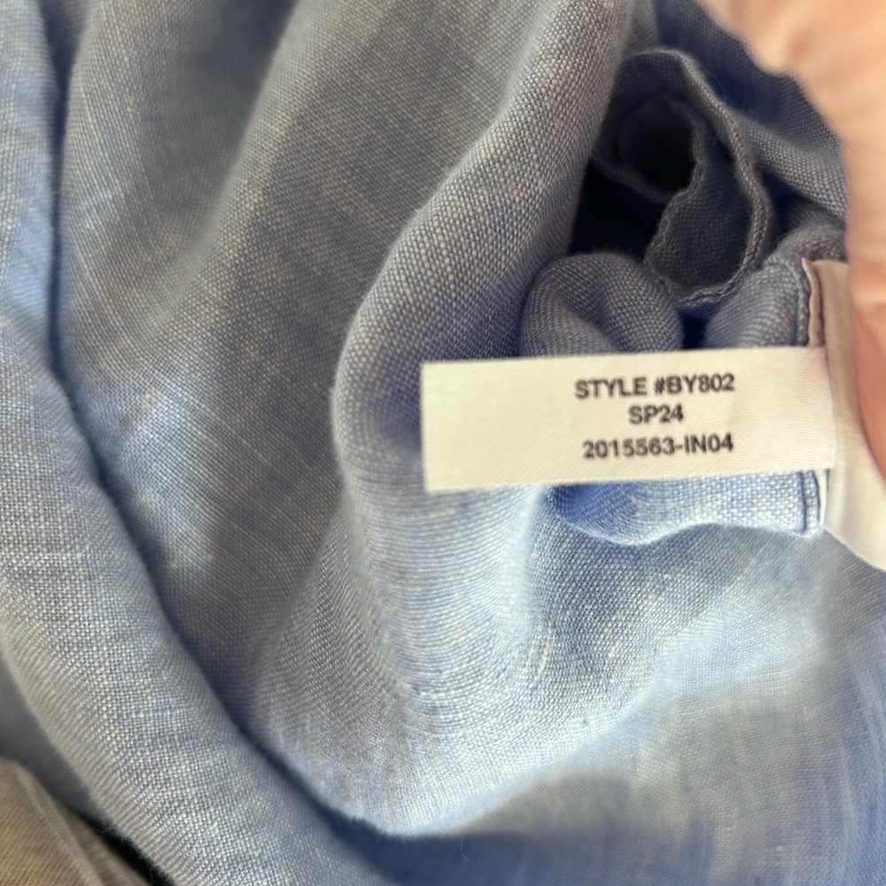 J.Crew Bungalow maxi popover dress in linen size L French Blue - Picture 4 of 4